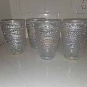 Iridescent Hobnail Glass Tumblers Set